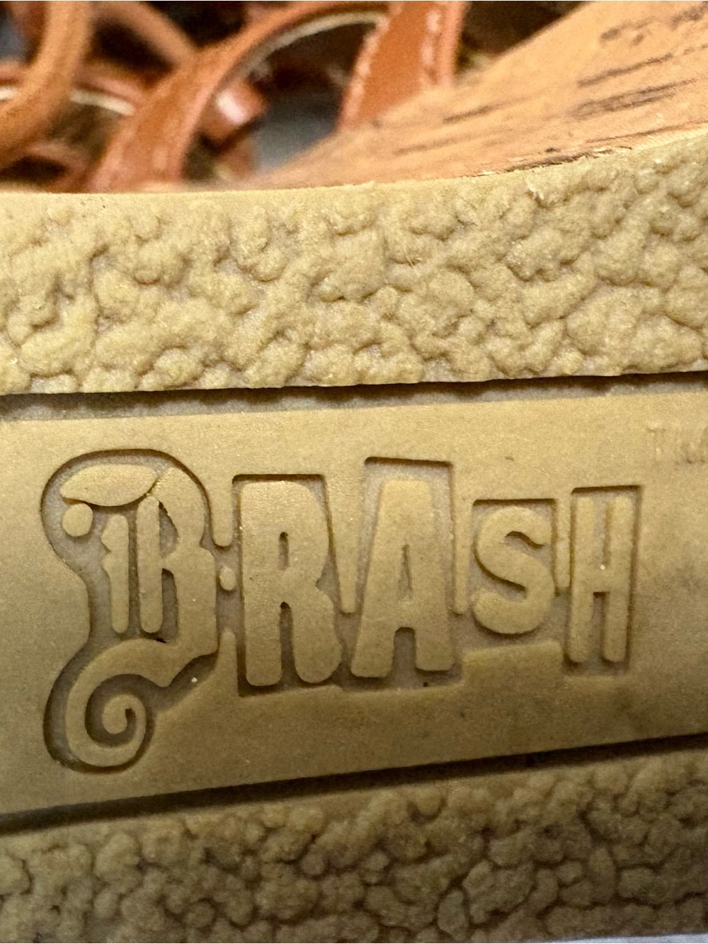 Brash Cognac Strappy Lace-Up Gladiator Cork Wedge Sandals - Picture 5 of 5
